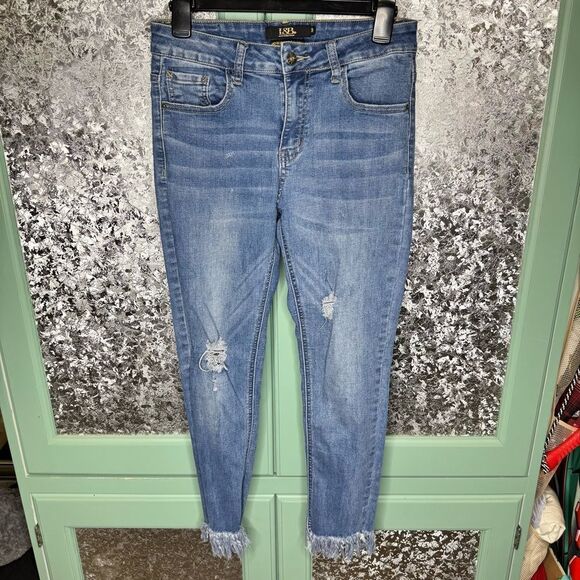 L&B Lucky and Blesseded Blue Midrise Ankle Skinny Jeans Size 8 - Picture 1 of 7
